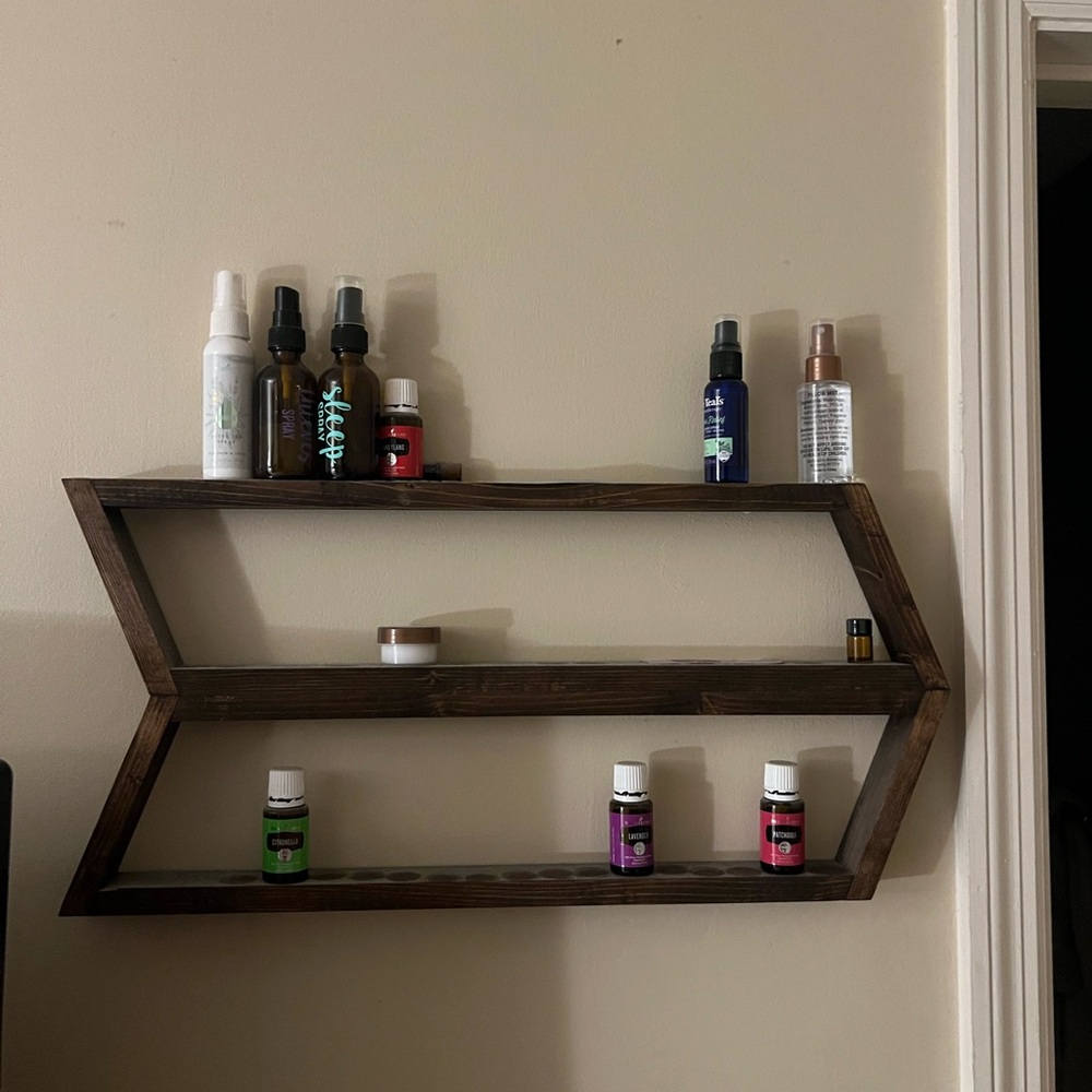 Farmhouse Arrow Shelf Brown Wooden Wall Shelf Essential Oil Storage